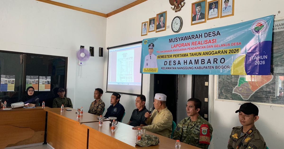 Pemerintah Desa Hambaro bersama Muspika Kecamatan Nanggung menggelar musyawarah di Kantor Desa Hambaro, Jumat, 10 Juli 2026 (Dede Surya/PortalBogor).