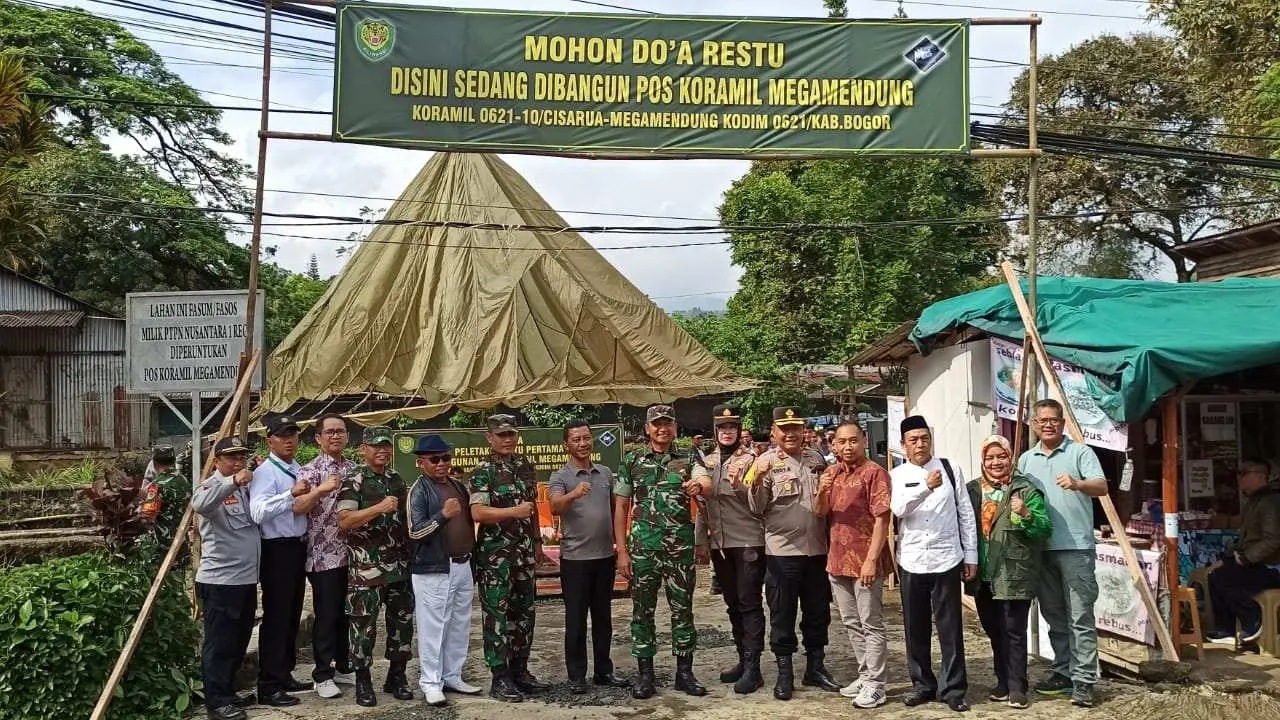 Dandim 0621 Hadiri Peletakan Batu Pertama Pembangunan Posramil Megamendung