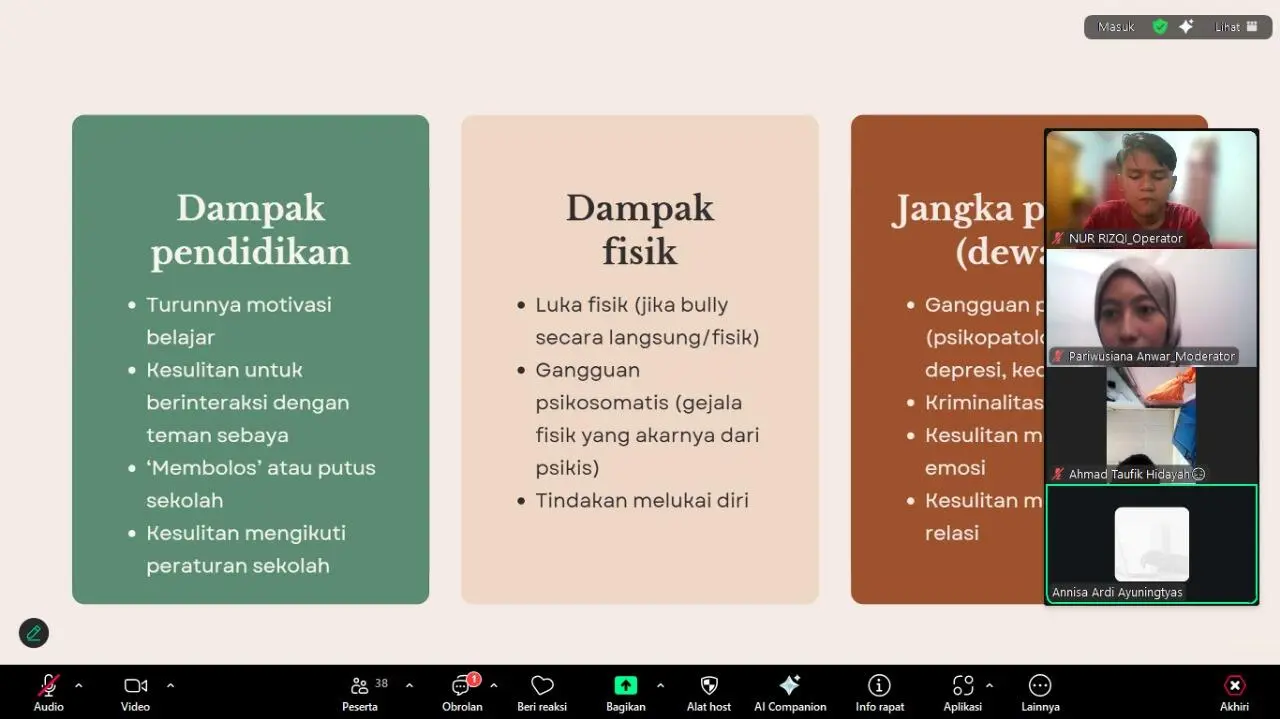 Mahasiswa UIN Bandung dan SDN 033 ASMI Gelar Webinar Cegah Bullying di Sekolah Dasar